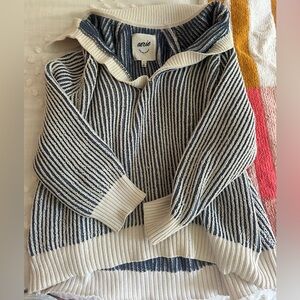 Aerie Women's Striped Sweater - Blue and Cream